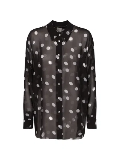 Paul Smith Polka-dot Sheer Shirt In Black
