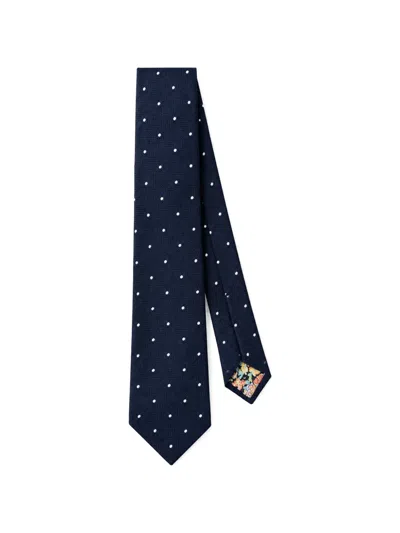 Paul Smith Polka-dot Silk Tie In Blue