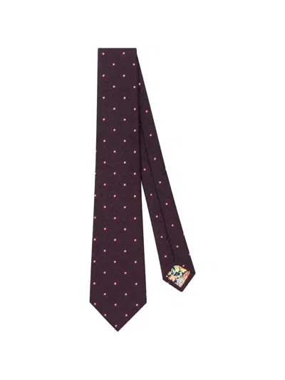Paul Smith Polka-dot Silk Tie In Purple