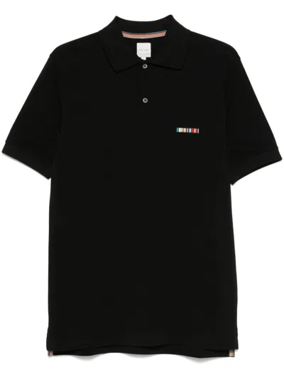 Paul Smith Striped Polo Shirt In 黑色