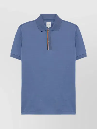 Paul Smith Polo Shirt Cotton Stripe Detail In Blue