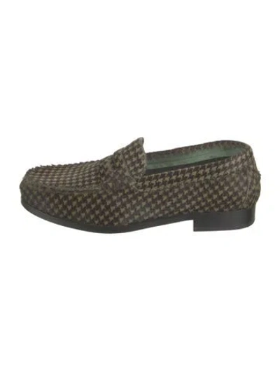 Pre-owned Paul Smith Ponyhair Houndstooth Print Loafers In Green