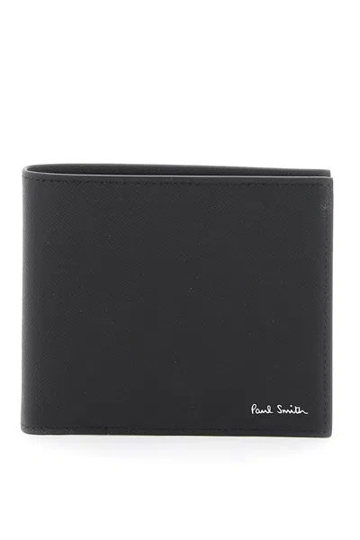 Paul Smith Premium Saffiano Leather Wallet With Mini Blur Print For Men In Multicolor