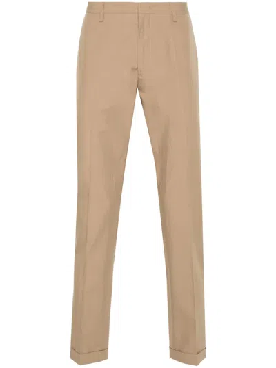 Paul Smith Pressed-crease Cotton Trousers In Neutrals
