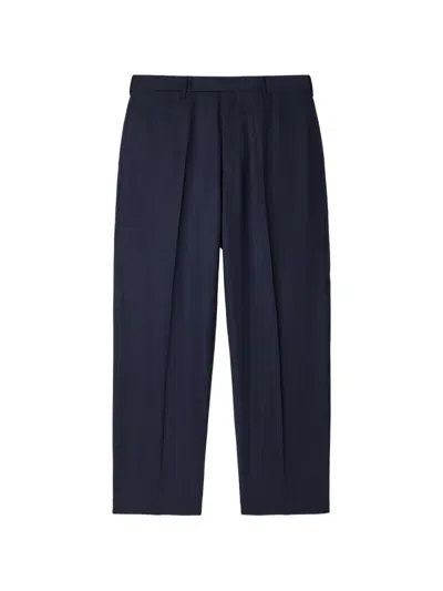 Paul Smith Pressed-crease Wool Trousers In Blue