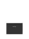 Paul Smith Saffiano Leather Card Holder With In Black