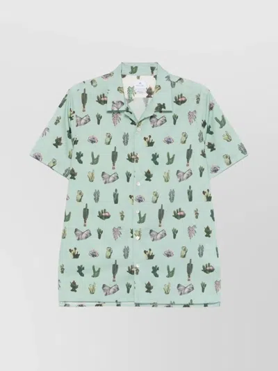 Paul Smith Printed Camp Collar Button-down Shirt In Green