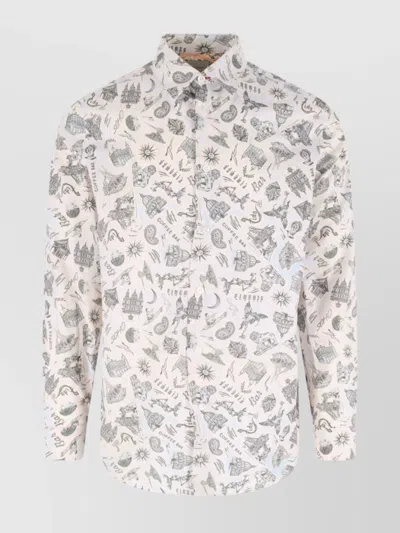 Paul Smith Printed Collar Buttoned Shirt In Gray