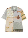 Paul Smith Cotton Shirt Camp Collar Floral Patchwork In Gray
