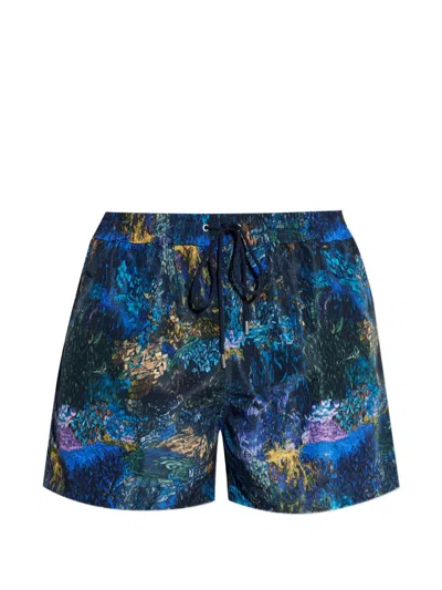 Paul Smith Printed Drawstring-fastening Swim Shorts In Multi