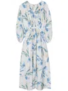 Paul Smith Tulip-print Puff-sleeve Dress In Blue