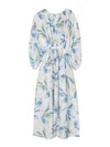 Paul Smith Tulip-print Puff-sleeve Dress In Blue