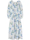 Paul Smith Tulip-print Puff-sleeve Dress In Clear Blue