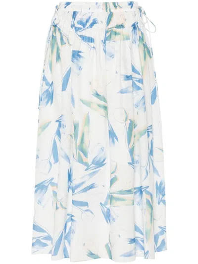 Paul Smith Printed Long Skirt In Clear Blue
