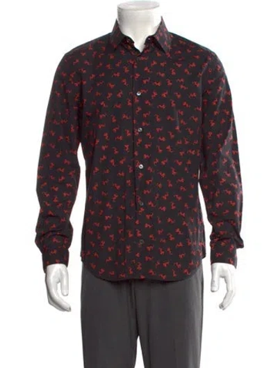 Pre-owned Paul Smith Printed Long Sleeve Dress Shirt In Black
