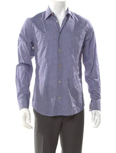 Pre-owned Paul Smith Printed Long Sleeve Dress Shirt In Purple