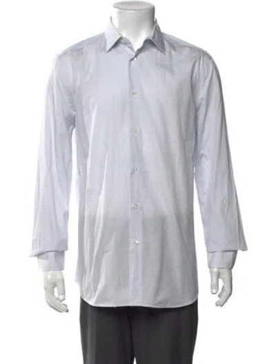 Pre-owned Paul Smith Printed Long Sleeve Dress Shirt In White