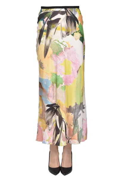 Paul Smith Printed Satin Skirt In Multicoloured