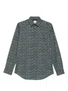 Paul Smith Floral Print Long Sleeve Button-down Shirt In Blue