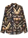 Paul Smith Artistic Print Black Long Sleeve Shirt With Classic Collar In Multi
