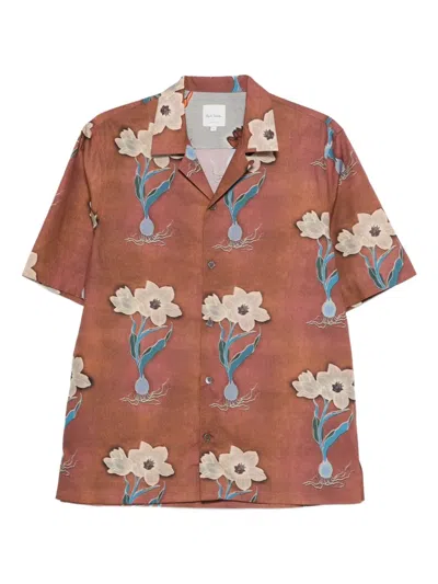 Paul Smith Printed Shirt In Brown