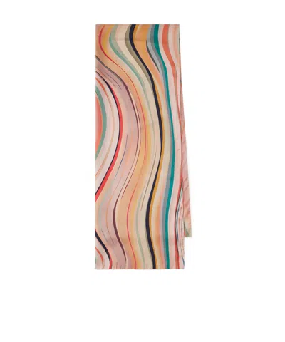 Paul Smith Swirl Silk Scarf In Multicolour
