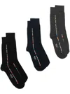 Paul Smith Pack Of Three Signature Stripe Cotton-blend Socks In Black