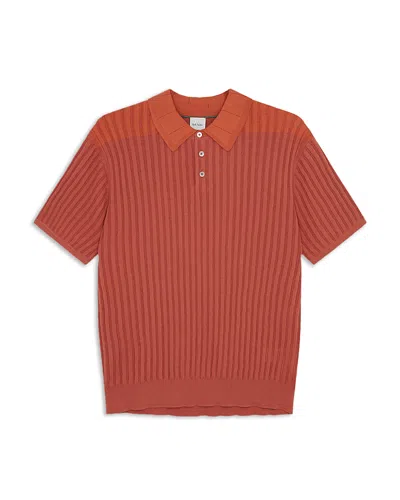 Paul Smith Ps  Rib Knit Short Sleeve Polo Sweater In Red
