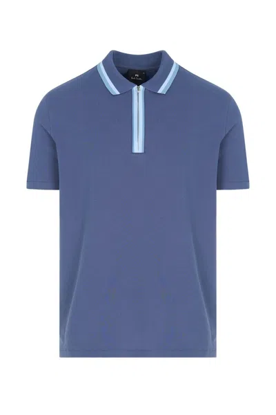 Paul Smith Ps Regular Fit Zip Polo In Blue