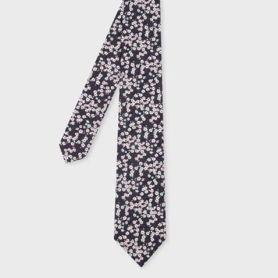 Paul Smith Purple Cotton 'liberty Floral' Tie In Blue