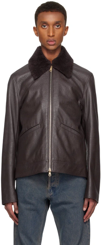 PAUL SMITH PURPLE GRAINED LEATHER JACKET 