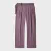 Paul Smith Purple Overdyed Wool-cashmere Flannel Pleat-front Belted Trousers In Purple