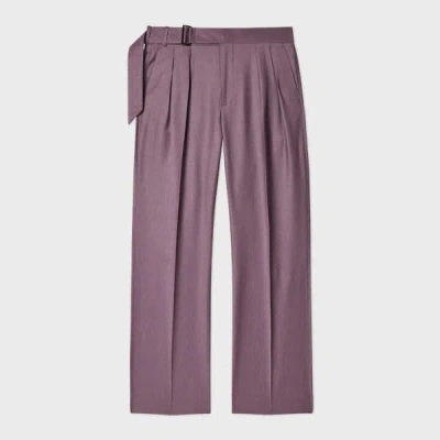 Paul Smith Purple Overdyed Wool-cashmere Flannel Pleat-front Belted Trousers