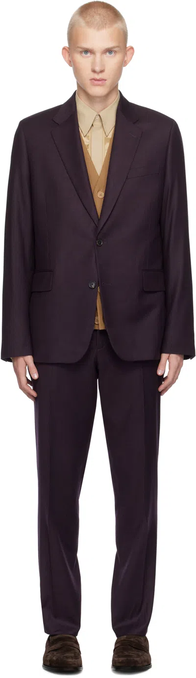 Paul Smith Purple Overdyed Wool-cashmere Flannel Suit In 59 Violet