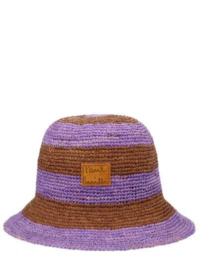 Paul Smith Purple Raffia Hat In Multi