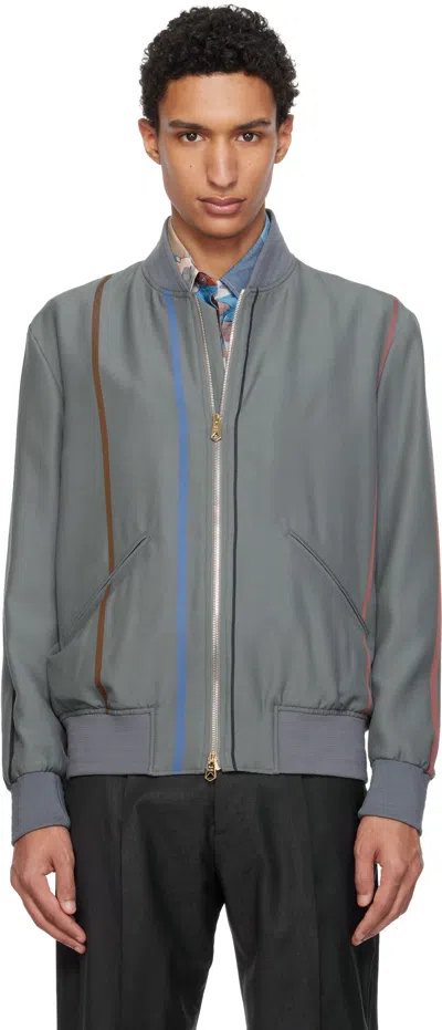 Paul Smith Purple Regular Fit Bomber Jacket In Gray