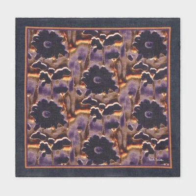 Paul Smith Purple Seasonal Floral Print Pocket Square