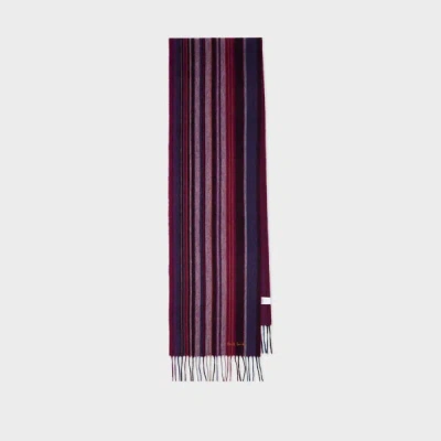 Paul Smith Striped Fringed Wool Scarf In Multi