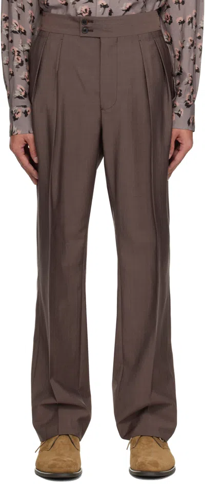 Paul Smith Purple Wool Mohair Pleat Front Trousers In 59b Purple