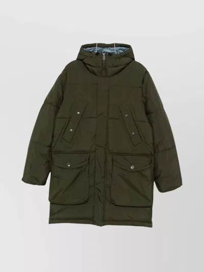 PAUL SMITH QUILTED HOODED LONG PARKA COAT
