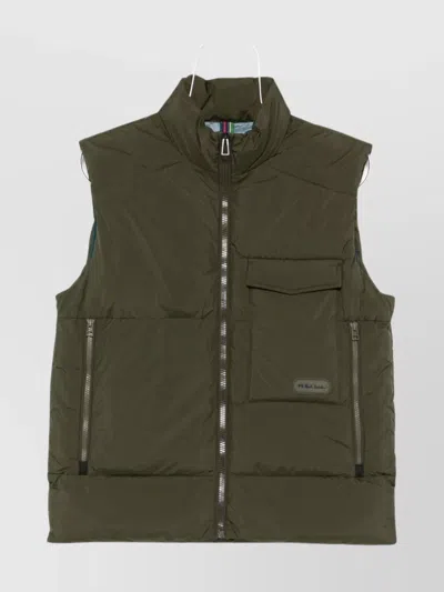 PAUL SMITH QUILTED SLEEVELESS VEST HIGH COLLAR