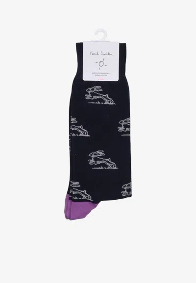Paul Smith Rabbit Calf Socks In Navy
