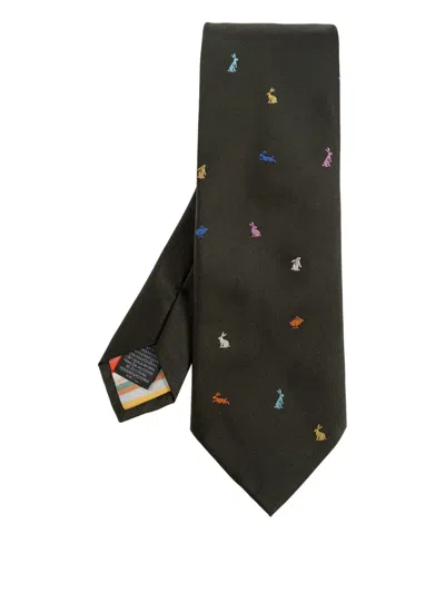 Paul Smith Rabbit Silk Tie In Green