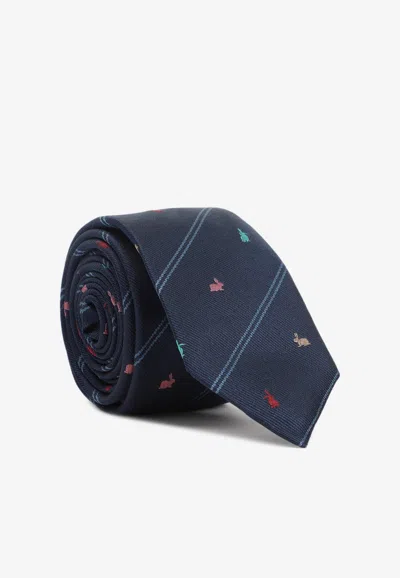 PAUL SMITH RABBIT STRIPE SILK TIE