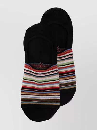 Paul Smith Rainbow Striped Low Cut Socks In Black