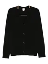 Paul Smith Rainbow-striped Merino Wool Cardigan In Black