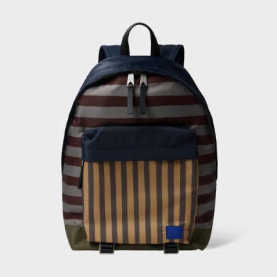 Paul Smith Recycled Nylon Multi Stripe Backpack Green
