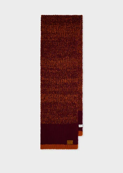 Paul Smith Red And Orange Twisted Yarn Block Stripe Scarf
