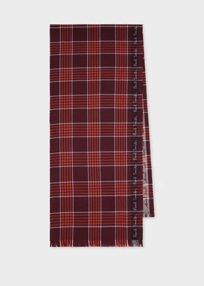 Paul Smith Red Border Check Scarf