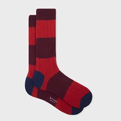 Paul Smith Red Cashmere Stripe Socks In Multi